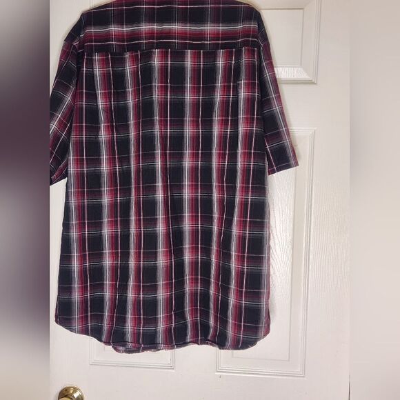 Beverly Hills Polo Club 4XLB Pockets ButtonUp BurgundyGrayPlaid ShrtSl Men Shirt - Picture 6 of 6